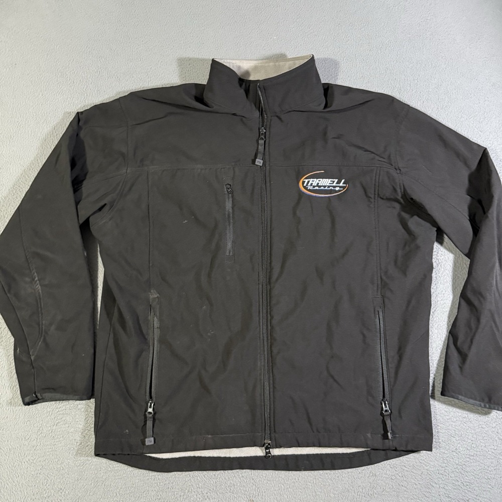 Vtg Tramell Racing Jacket Fleece Lined‎ Windbreaker Black Mens Size XL Full Zip